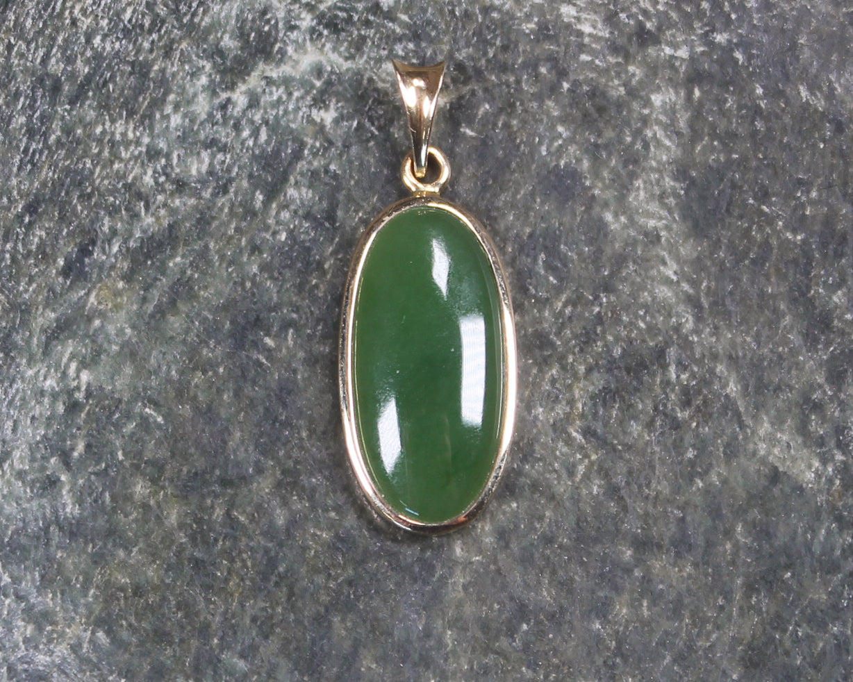 Hapopo Pounamu pendant with a gold plated setting - NZ Greenstone