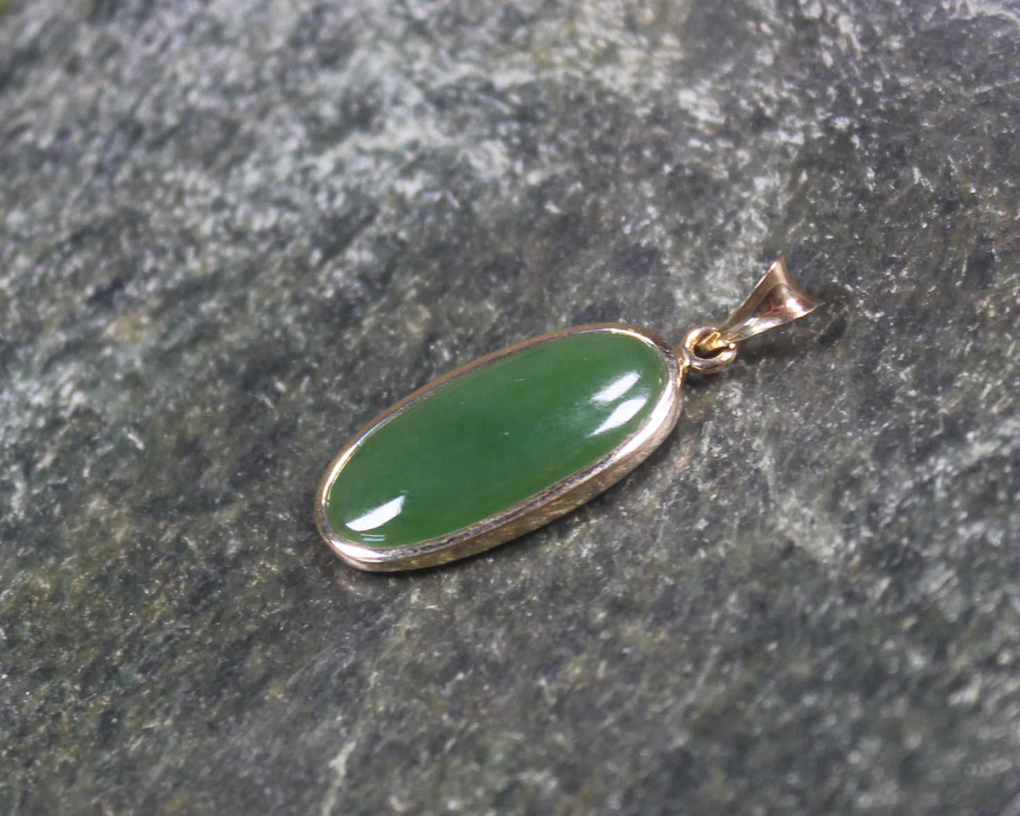 Hapopo Pounamu pendant with a gold plated setting - NZ Greenstone