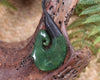 Hei Matau or Fish Hook carved from Kawakawa Pounamu - NZ Greenstone