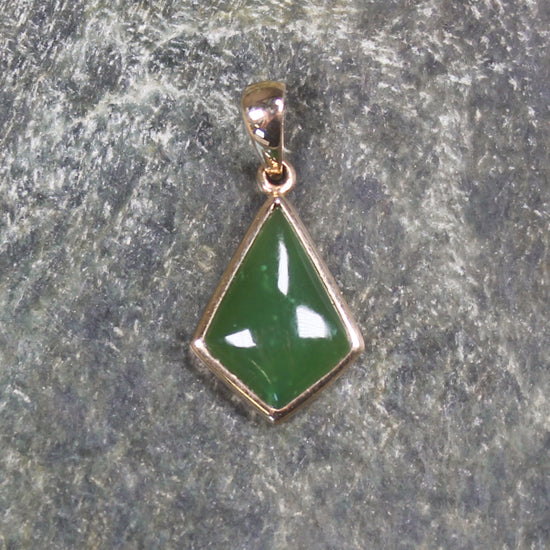 Kawakawa Pounamu pendant with a gold plated setting - NZ Greenstone