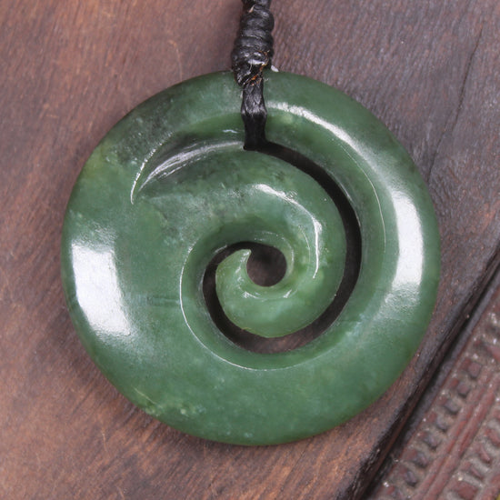 Koru pendant carved from Kawakawa Pounamu - NZ Greenstone