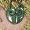Koru Heart pendant carved from Hapopo Pounamu - NZ Greenstone