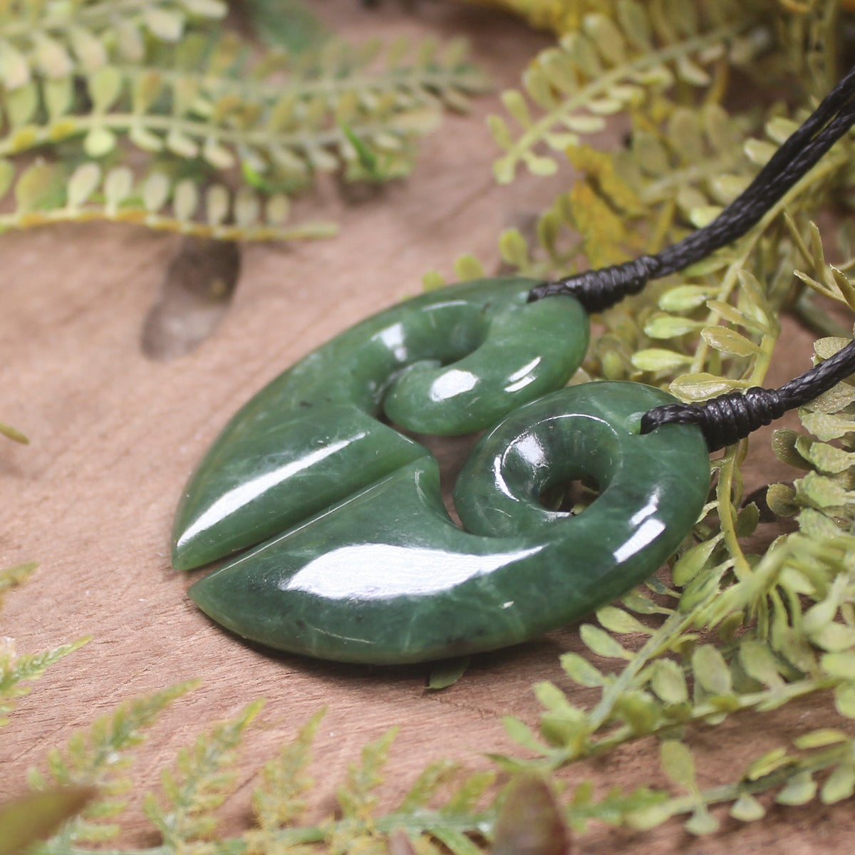 Koru Heart pendant carved from Hapopo Pounamu - NZ Greenstone