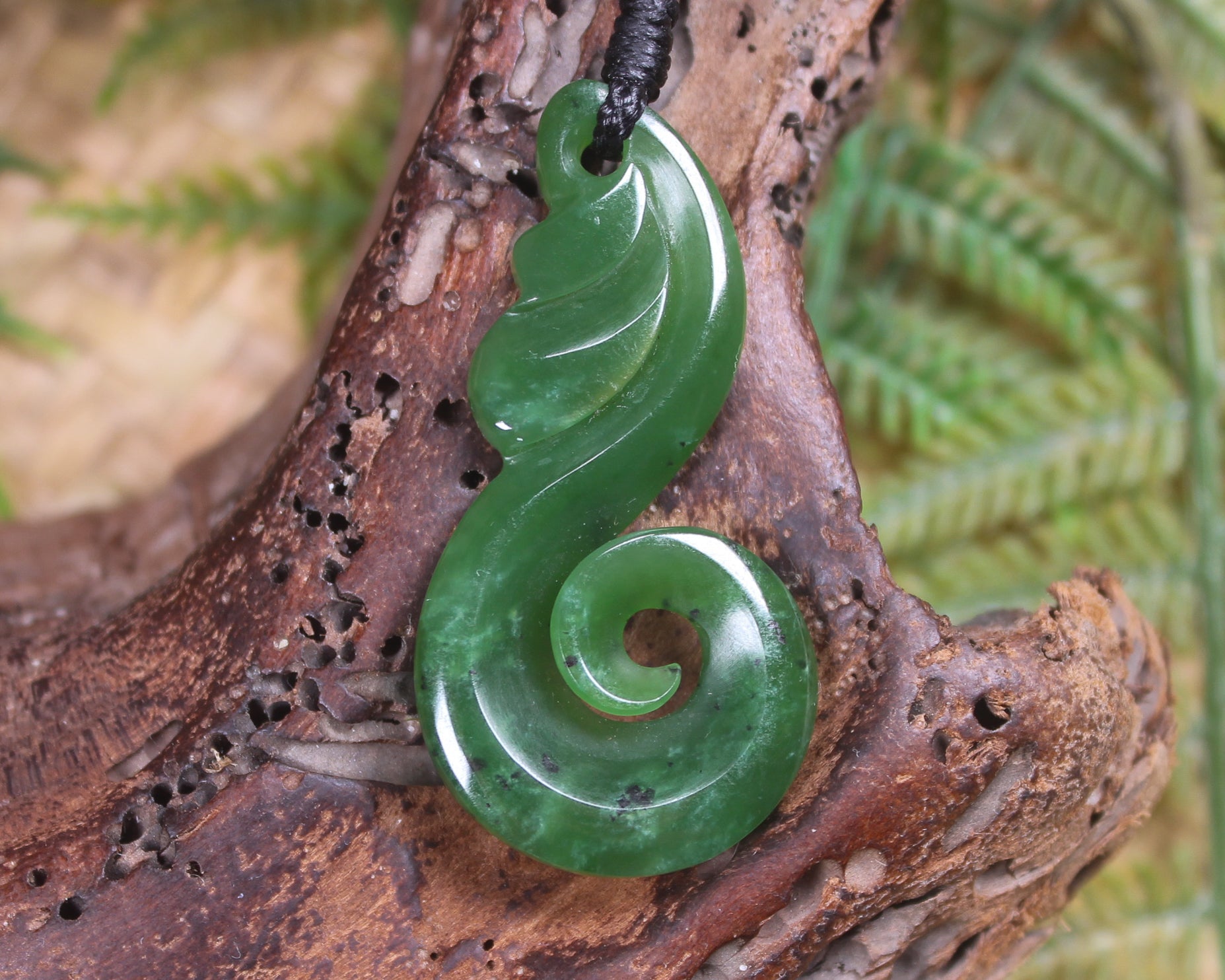 Koru carved from Hapopo Pounamu - NZ Greenstone