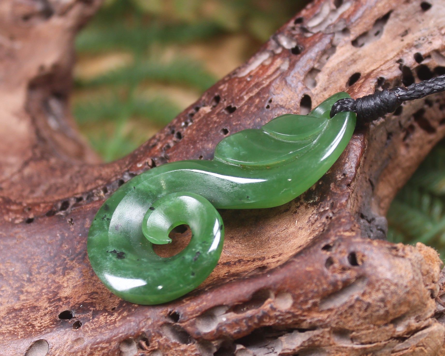 Koru carved from Hapopo Pounamu - NZ Greenstone