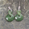 Twist Earrings carved from Hapopo Pounamu - NZ Greenstone