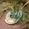 Manaia carved from Flower Jade Pounamu - NZ Greenstone