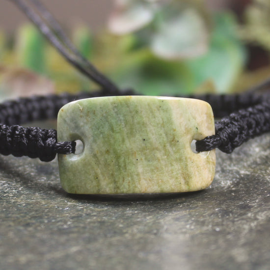 Adjustable cord bracelet with  Flower Jade Pounamu