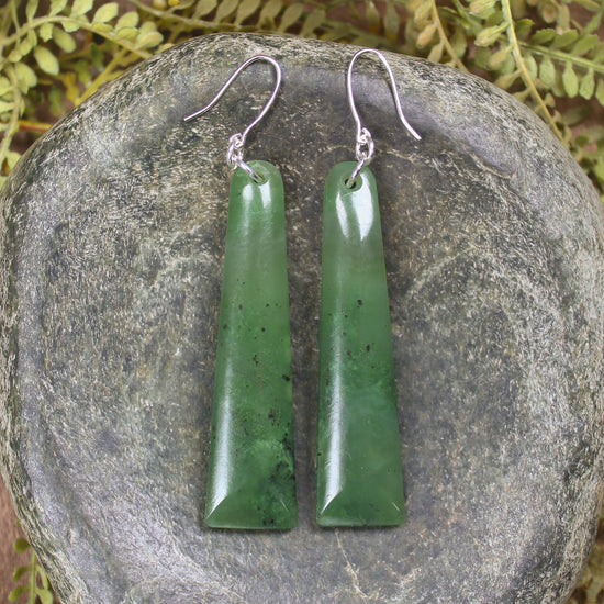 Hapopo Pounamu Toki earrings - NZ Greenstone