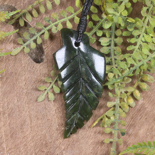 Rimu Pounamu Fern pendant - NZ Greenstone