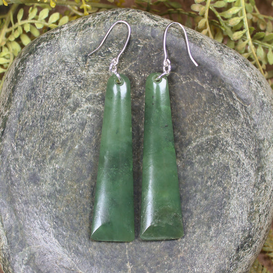 Hapopo Pounamu Toki earrings - NZ Greenstone