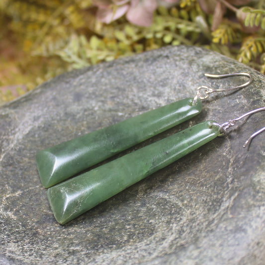 Hapopo Pounamu Toki earrings - NZ Greenstone