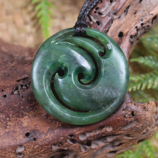 Koru pendant carved from Kawakawa Pounamu - NZ Greenstone