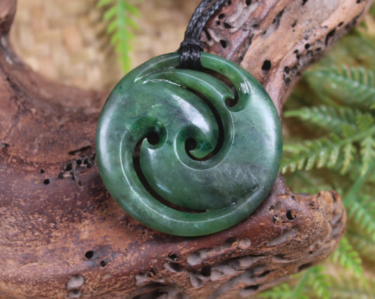 Koru pendant carved from Kawakawa Pounamu - NZ Greenstone