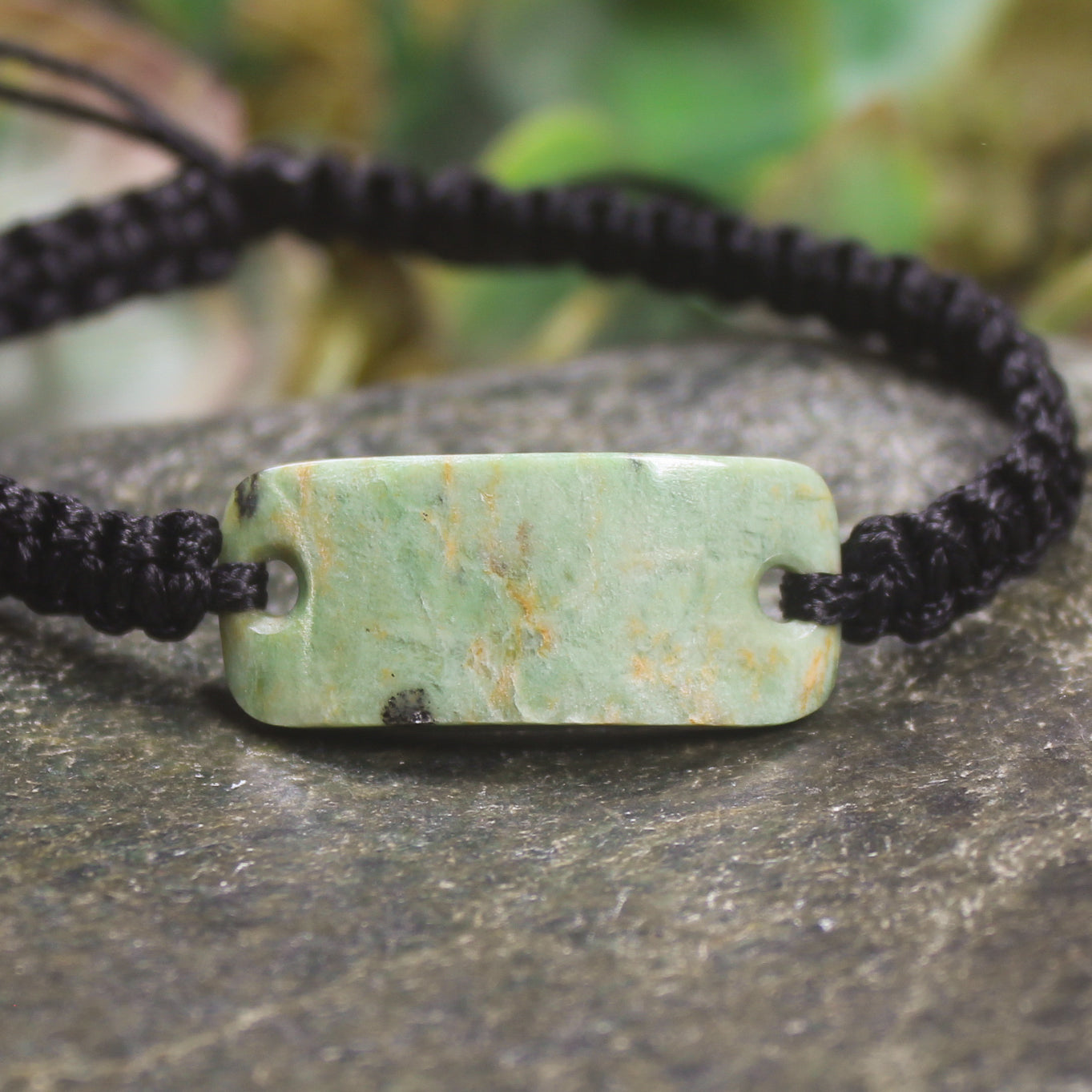 Adjustable cord bracelet with  Flower Jade Pounamu