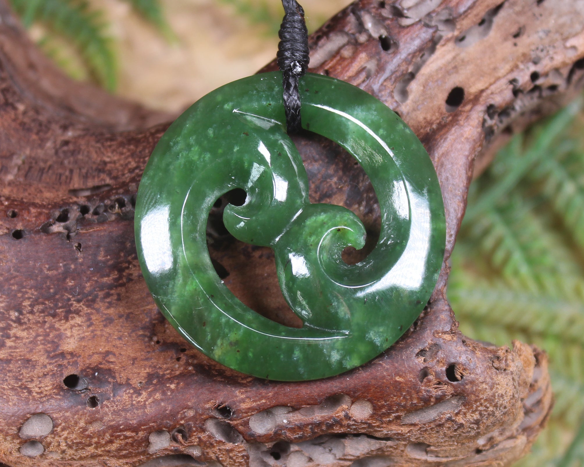 Koru pendant carved from Kawakawa Pounamu - NZ Greenstone