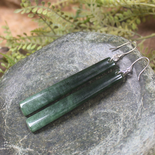 Roimata or Teardrop earrings carved from Kawakawa Pounamu - NZ Greenstone