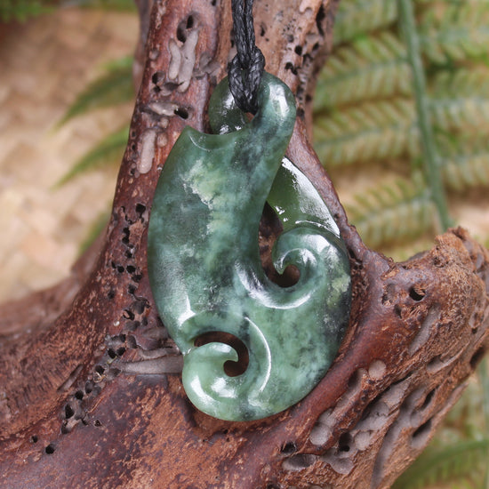 Koru Twist Pendant carved from Rimu Pounamu - NZ Greenstone