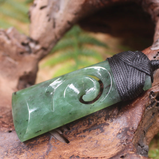 Toki or Adze with Koru carved from Hapopo Pounamu - NZ Greenstone