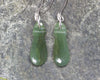 Mere Earrings carved from Rimu Pounamu - NZ Greenstone