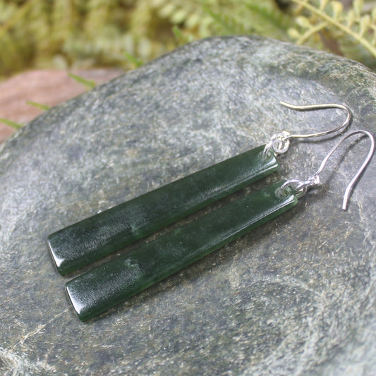 Roimata or Teardrop earrings carved from Kawakawa Pounamu - NZ Greenstone