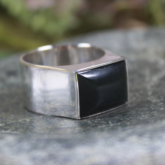 Sterling Silver Kawakawa Pounamu Ring - NZ Greenstone