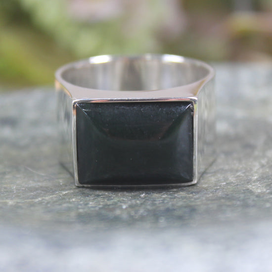 Sterling Silver Kawakawa Pounamu Ring - NZ Greenstone