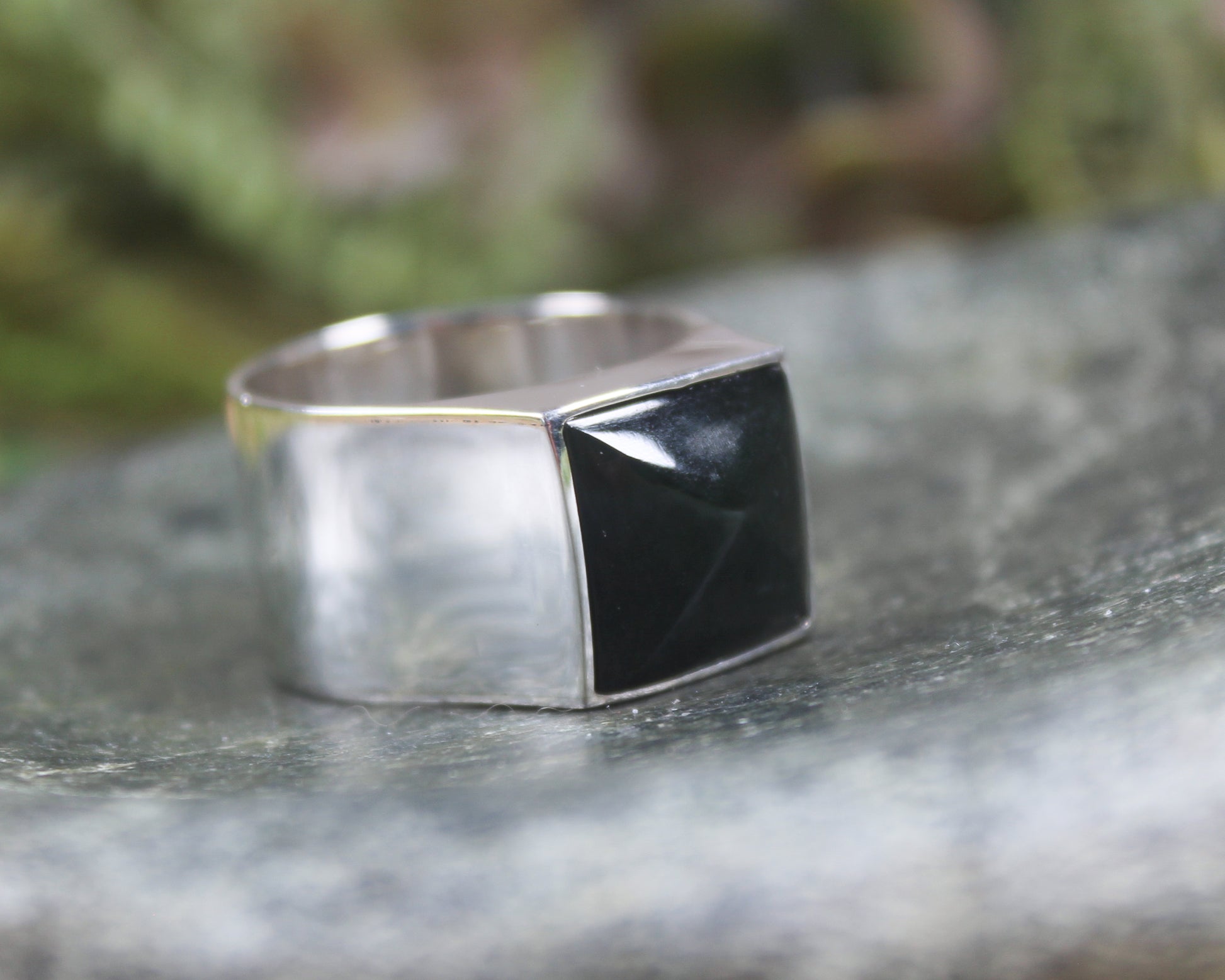 Sterling Silver Kawakawa Pounamu Ring - NZ Greenstone