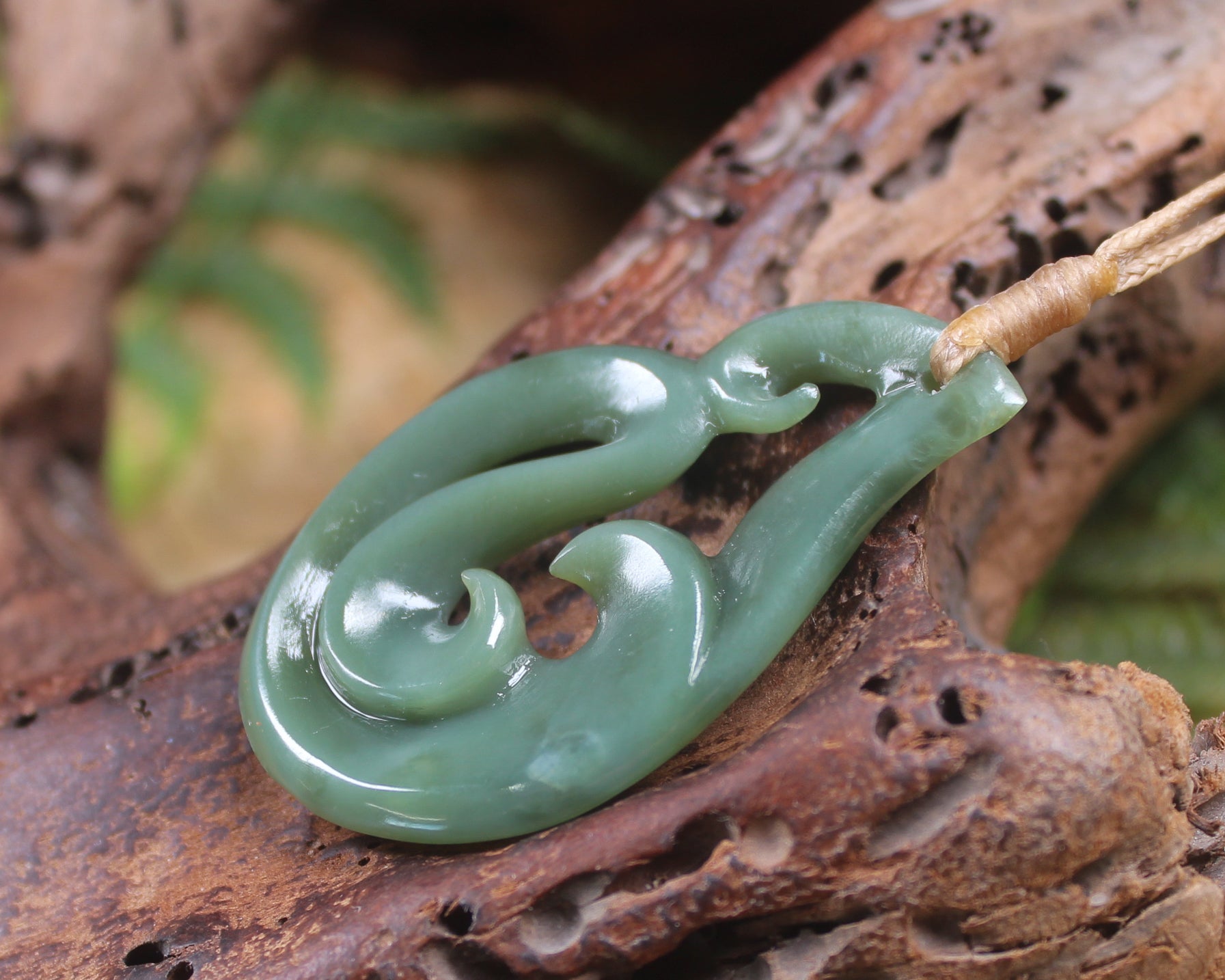 Koru or Spiral carved from Inanga Pounamu - NZ Greenstone