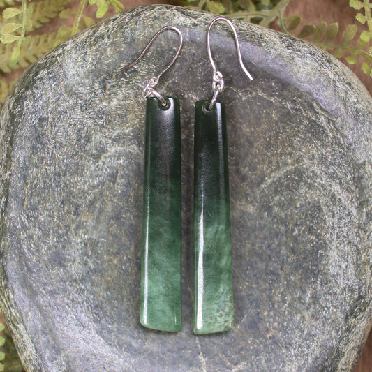 Roimata or Teardrop earrings carved from Kawakawa Pounamu - NZ Greenstone