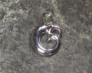 NZ Greenstone Sterling Silver Small Koropepe Pendant (BE211) Hapopo Pounamu