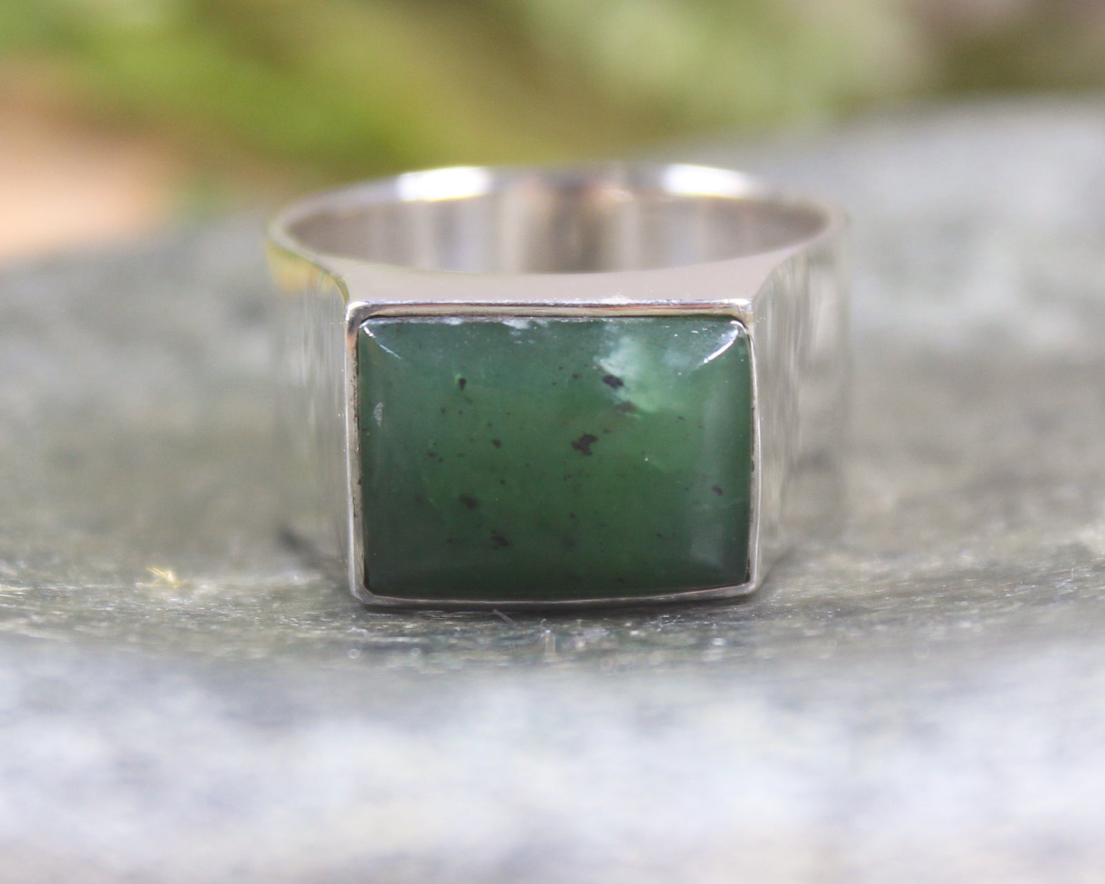 Sterling Silver Hapopo Pounamu Ring - NZ Greenstone