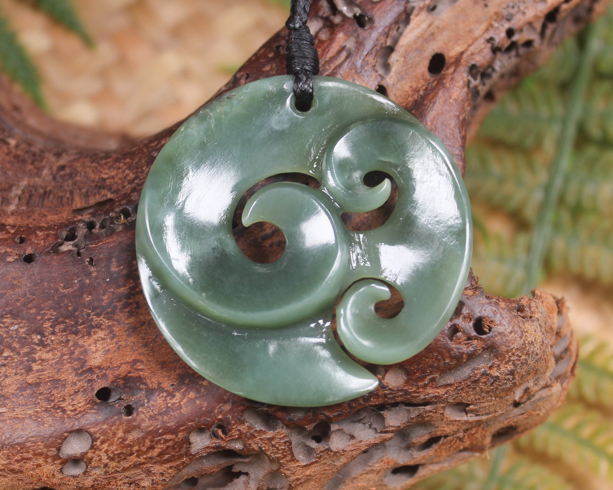 Koru or Spiral carved from Inanga Pounamu - NZ Greenstone