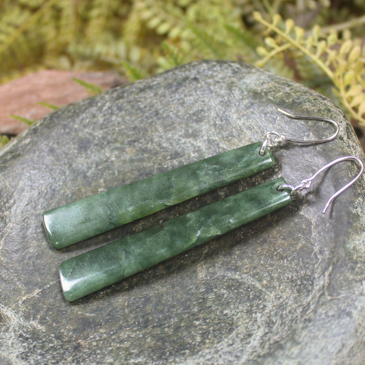 Roimata or Teardrop earrings carved from Kawakawa Pounamu - NZ Greenstone