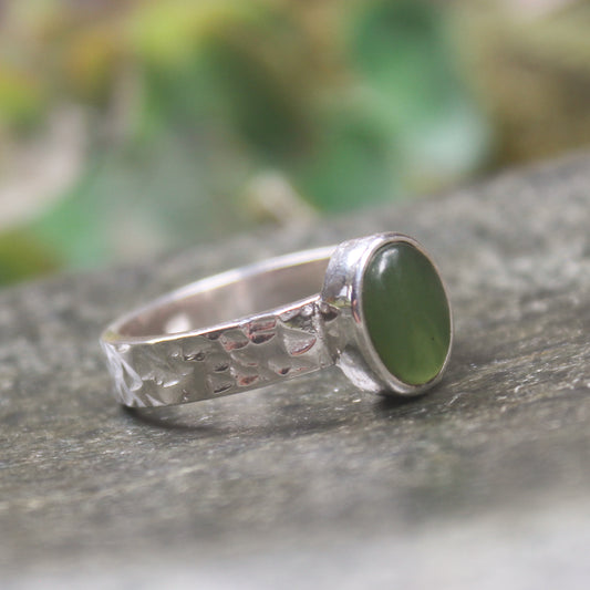 Hapopo Pounamu Silver Ring