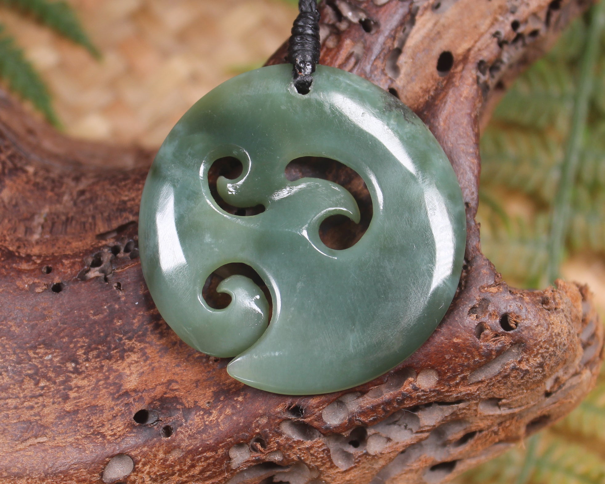 Koru or Spiral carved from Inanga Pounamu - NZ Greenstone