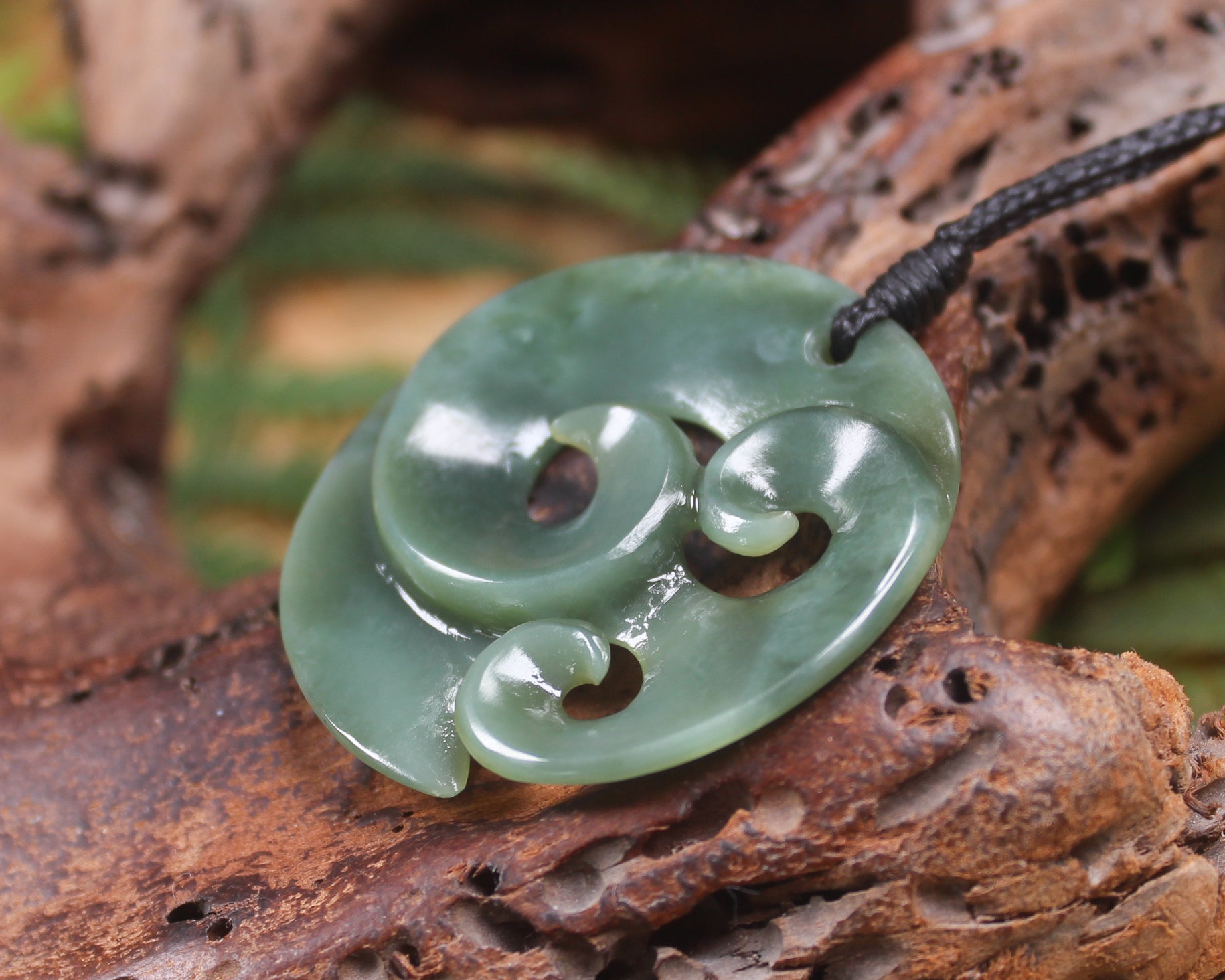 Koru or Spiral carved from Inanga Pounamu - NZ Greenstone