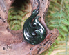 Hei Matau or Fish Hook carved from Kawakawa Pounamu - NZ Greenstone