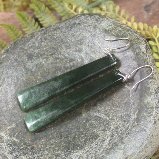 Roimata or Teardrop earrings carved from Kawakawa Pounamu - NZ Greenstone