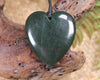 Heart carved from Kawakawa Pounamu - NZ Greenstone