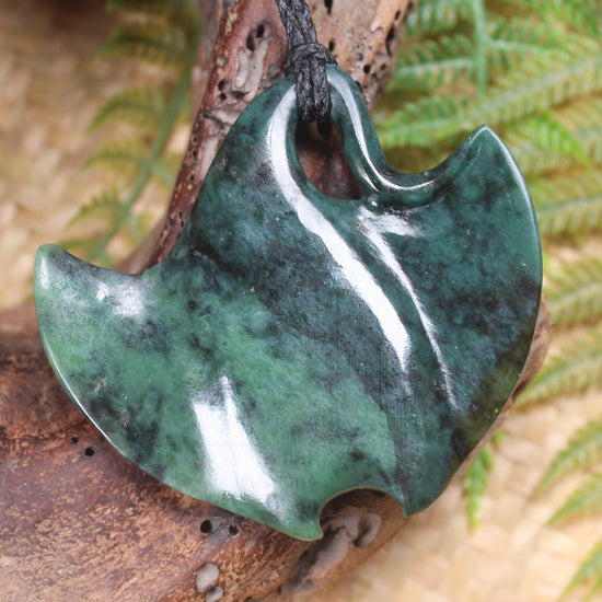 Stingray or Whai carved from Inanga Pounamu - NZ Greenstone