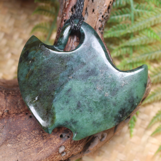 Stingray or Whai carved from Inanga Pounamu - NZ Greenstone