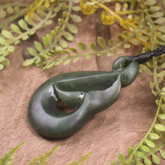 Whale Tail carved from Hapopo Pounamu - NZ Greenstone