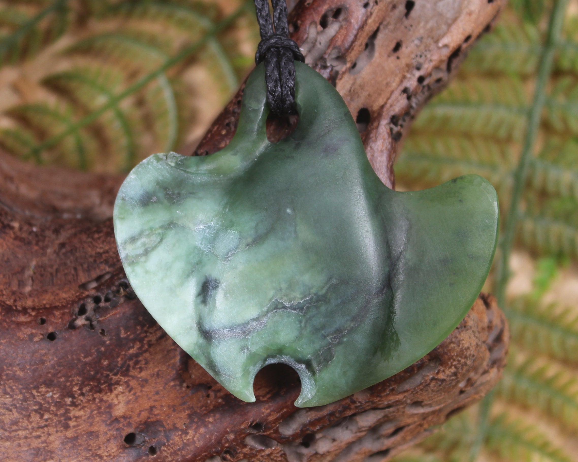 Stingray or Whai carved from Rimu Pounamu - NZ Greenstone