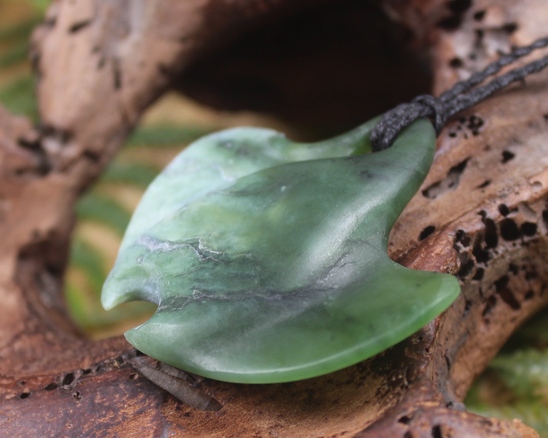 Stingray or Whai carved from Rimu Pounamu - NZ Greenstone