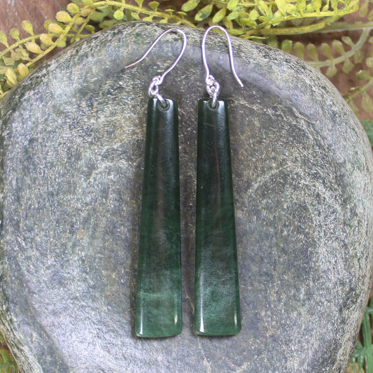 Roimata or Teardrop earrings carved from Kawakawa Pounamu - NZ Greenstone