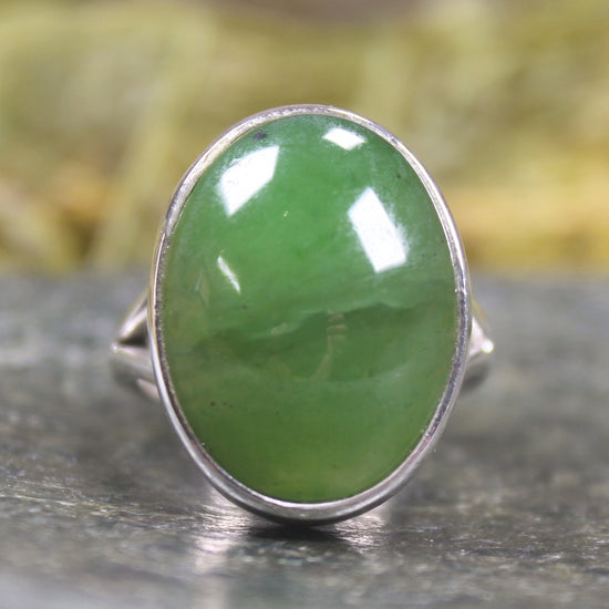 Sterling Silver Hapopo Pounamu Ring - NZ Greenstone