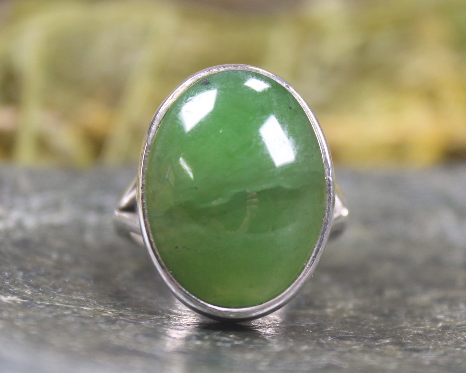 Sterling Silver Hapopo Pounamu Ring - NZ Greenstone