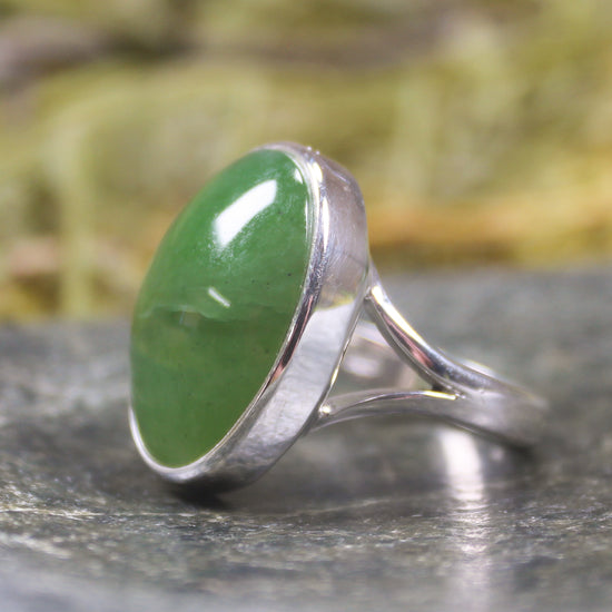 Sterling Silver Hapopo Pounamu Ring - NZ Greenstone