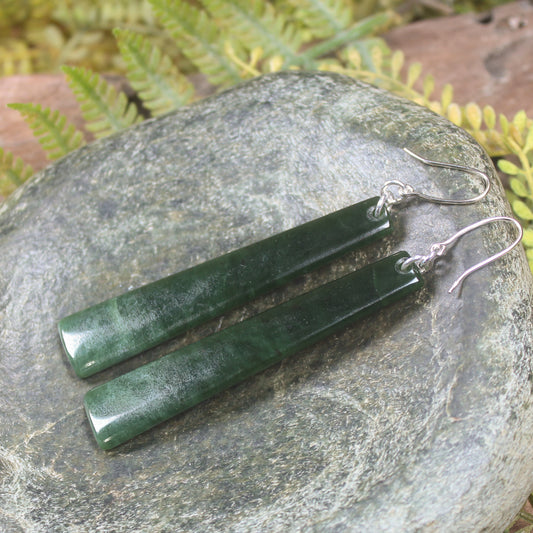 Roimata or Teardrop earrings carved from Kawakawa Pounamu - NZ Greenstone